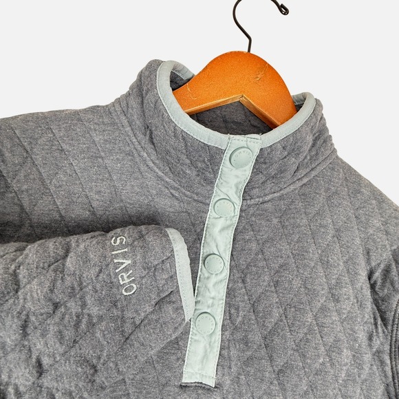 Orvis Tops - Orvis Quilted Snap T Pullover Sweatshirt Womens Small Gray Blue